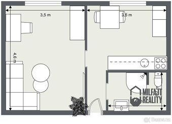 Pronájem bytu 2+kk, 36 m2 - Jablonec nad Nisou, ev.č. 06684 - 13