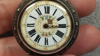 Staré stříbrné kapesní malované hodinky DNES SNÍŽENA CENA - 13