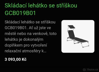 Nové zahradní lehátko se stínítkem  - nosnost 150 kg - 13