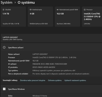 Lenovo IdeaPad L340 Gaming – i5, GTX 1650, 16 GB RAM, 1.14 T - 13