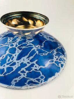 Modrá skleněná umělecká mísa na kovovém podstavci (NP012) - 13