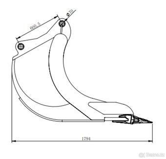 Podkopová lžíce se zuby, 130cm s upínáním S70 - 13