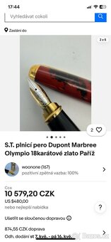 S.T. plnicí pero Dupont Marbree Olympio 18karátové zlato Pař - 13