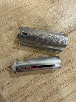 Starožitná stříbrná rtěnka se zrcátkem, punc - 13