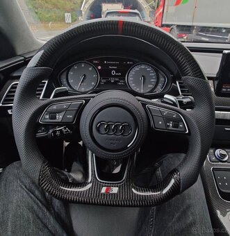 AUDI VOLANT KARBONOVY ZKOSENY s airbagom a RS padlami - 13