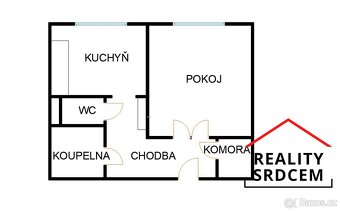 Pronájem moderního zařízeného bytu 1+1 s komorou, 39m2, ul.  - 13