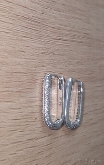 Nové dámské stříbrné náušnice třpytivé hranaté kruhové 925 - 13