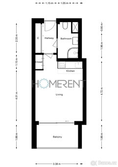 Pronájem bytu 1+kk, 29m² + 6m² balkon s garážovým parkovacím - 13