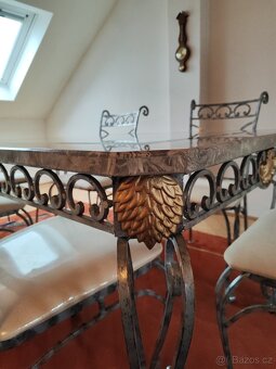 Secesně rustikální jídelní stůl a židle že Švýcarska - 13