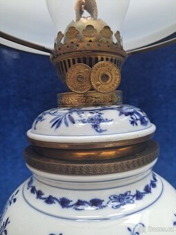 Porcelánová, petrolejová lampa Míšen - 13