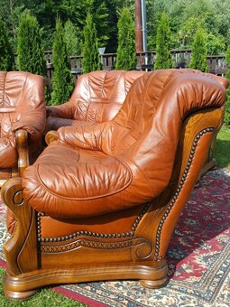 Kožená rustikální sedací souprava 3 - 2 - 1 .TOP STAV . - 13