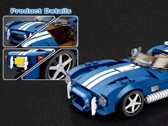 Stavebnice závodní auto modré - 13
