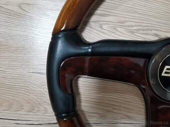 Velmi vzácný volant BBS, kůže, dřevo, W123, W124, W201, E28 - 13