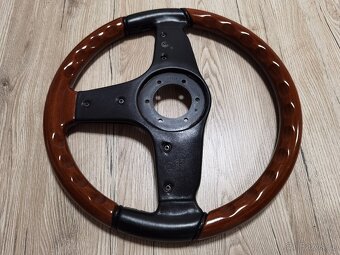 Velmi vzácný volant BBS, kůže, dřevo, W123, W124, W201, E28 - 13