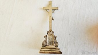 Ag stříbro stolní krucifix loťák rok 1864 biedermeier styl - 13