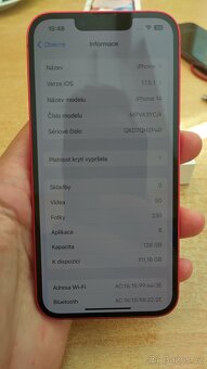 Apple iPhone 14 128GB RED, baterie88%,pěkný stav,záruka 12m - 13
