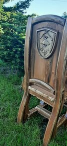 Drevený stôl Poľovnicke motivy 200×90cm vrátane10 stoličkov - 13