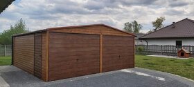 Plechová garáž 6x5, dvougaráž, dekor dřeva, Zahradní domek - 13