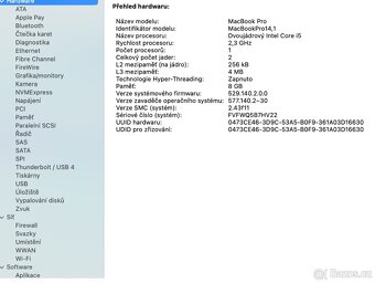 Prodám Apple MacBook Pro 13,3" 256GB (2017) i5, 8GB RAM - 13