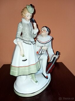 Fasold Stauch Pierrot a kolombína porcelán soška - 13