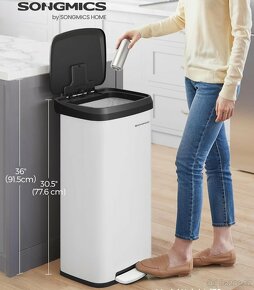 NOVÝ ODPADKOVÝ KOŠ V BÍLÉ- ČERNÉ A NEREZ 68 LITRŮ - 13