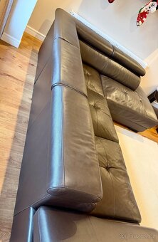 Kožená hnědá sedací souprava DeFo - 13