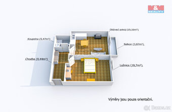 Pronájem bytu 2+kk, 53 m², Plzeň, ul. Poděbradova - 13