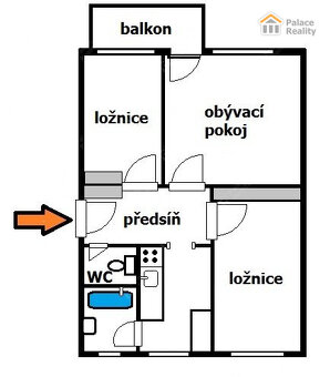 Byt 3+1 s balkonem, neprůchozí pokoje - 13