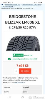 Zimní pneu 275 30r20 . 2kusy zánovní dot 2023 - 13
