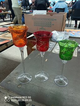 Staré barevné sklo hutní vázy mísy sklenice - 13