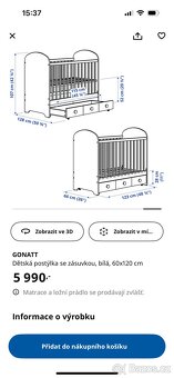 Postýlka GONATT včetně matrace a zábrany - 13