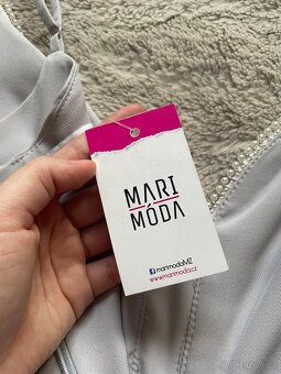 Plesové společenské krátké šaty se zdobením - bílé/šedé - 13