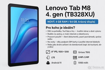 Lenovo Tab M8 4. gen (TB328XU) – NOVÝ, 4 GB RAM / 64 GB, krá - 13