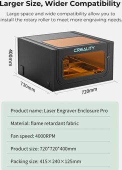 Laser Engraver Enclosure Creality, ochranný kryt. - 13