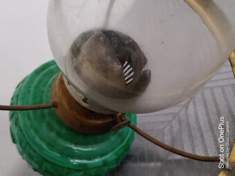 MALACHITOVÁ STAROŽITNÁ  PETROLEJOVÁ LAMPA VYSOKÁ 50.CM - 13