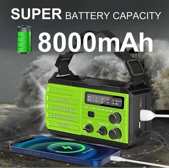 Solární rádio dynamo AM/FM power banka 8000 mAh - 13