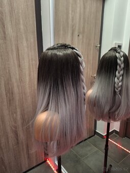 Rovná paruka s krajkou vpředu, blond ombre s copem 71350 - 13