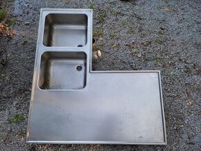 nerezový trojdřez, police na gastro nádoby, dvojdřez - 13