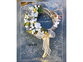 Vánoční dekorace - věnec, svícen, stromeček - 13