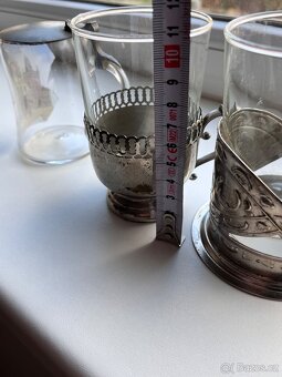 Sklenice v kovových podšálcích – 3 různé kusy - 13