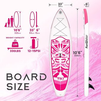 Paddleboard TIKI Pink 🩷, surfboard 320x84x15, 150 kg - 13