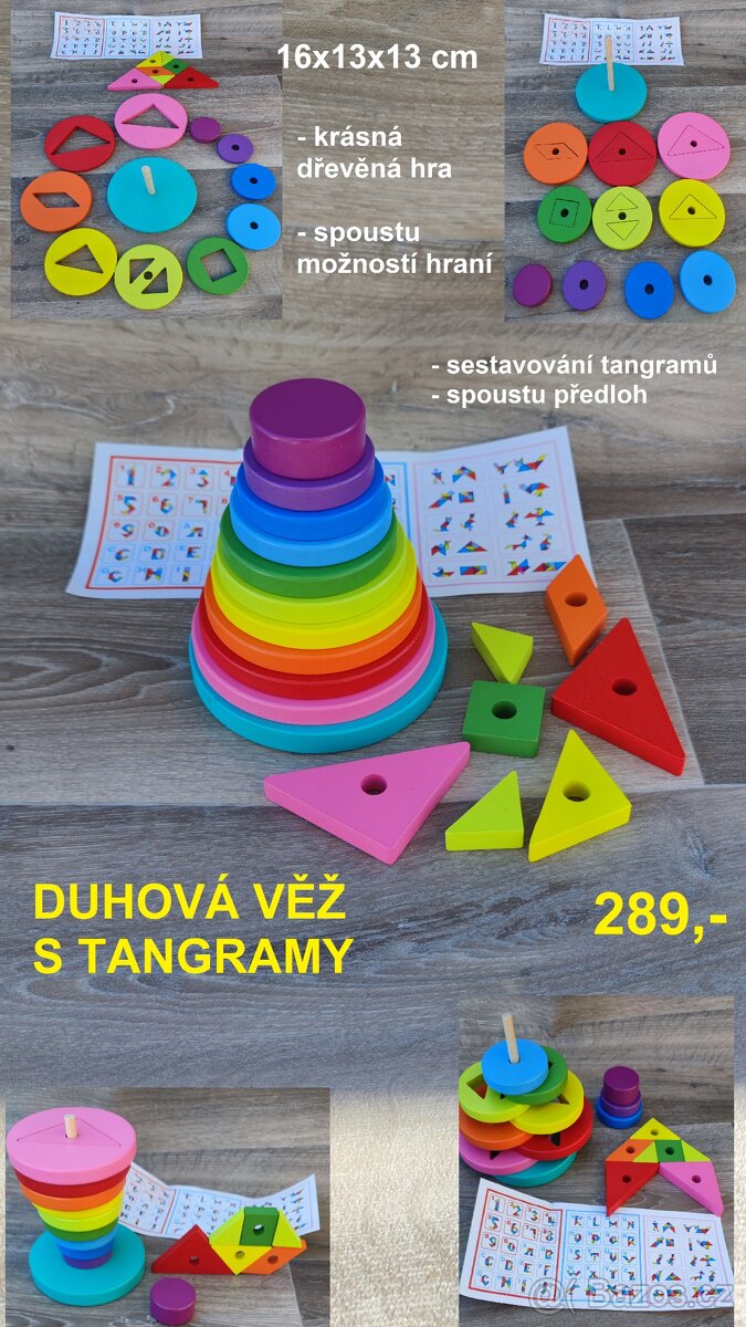 DŘEVĚNÉ MONTESSORI HRAČKY + TVARY - 14