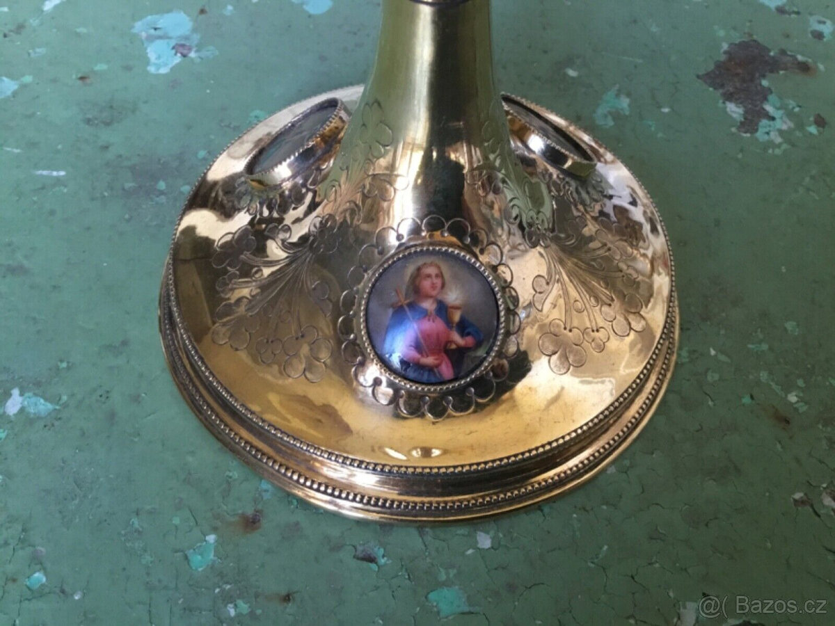 Velké starožitné francouzské kalichy z masivního stříbra, zl - 14