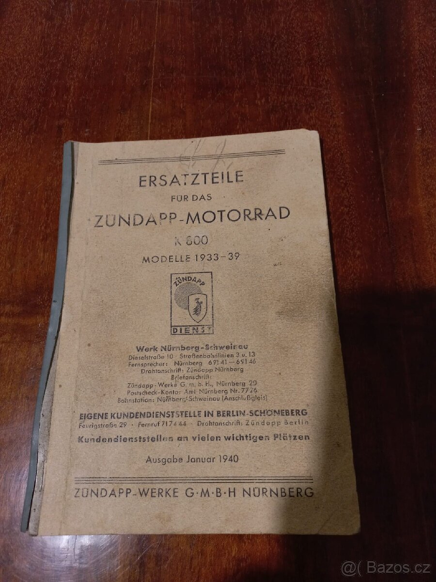 Zündapp K800, KS 601, K 500 atd - seznamy dílů, návody atd - 14