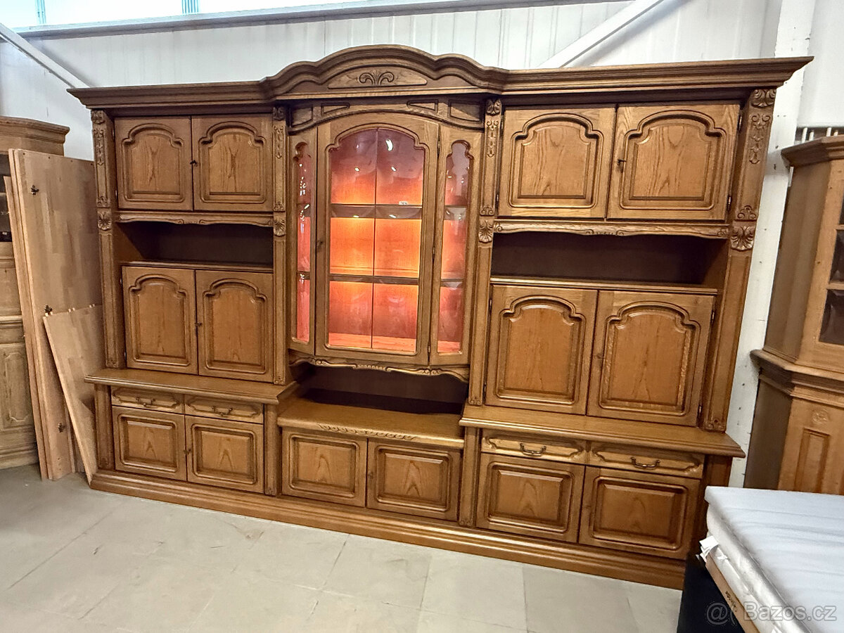 Dubová rustikální obývací stěna 325cm - 14