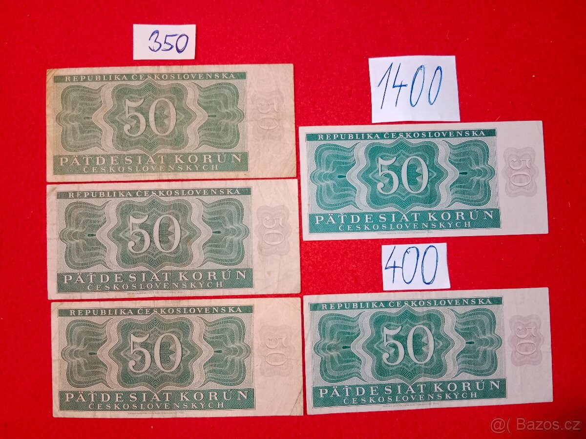 Československé bankovky třetí část ceny jsou za ks a na fotu - 14
