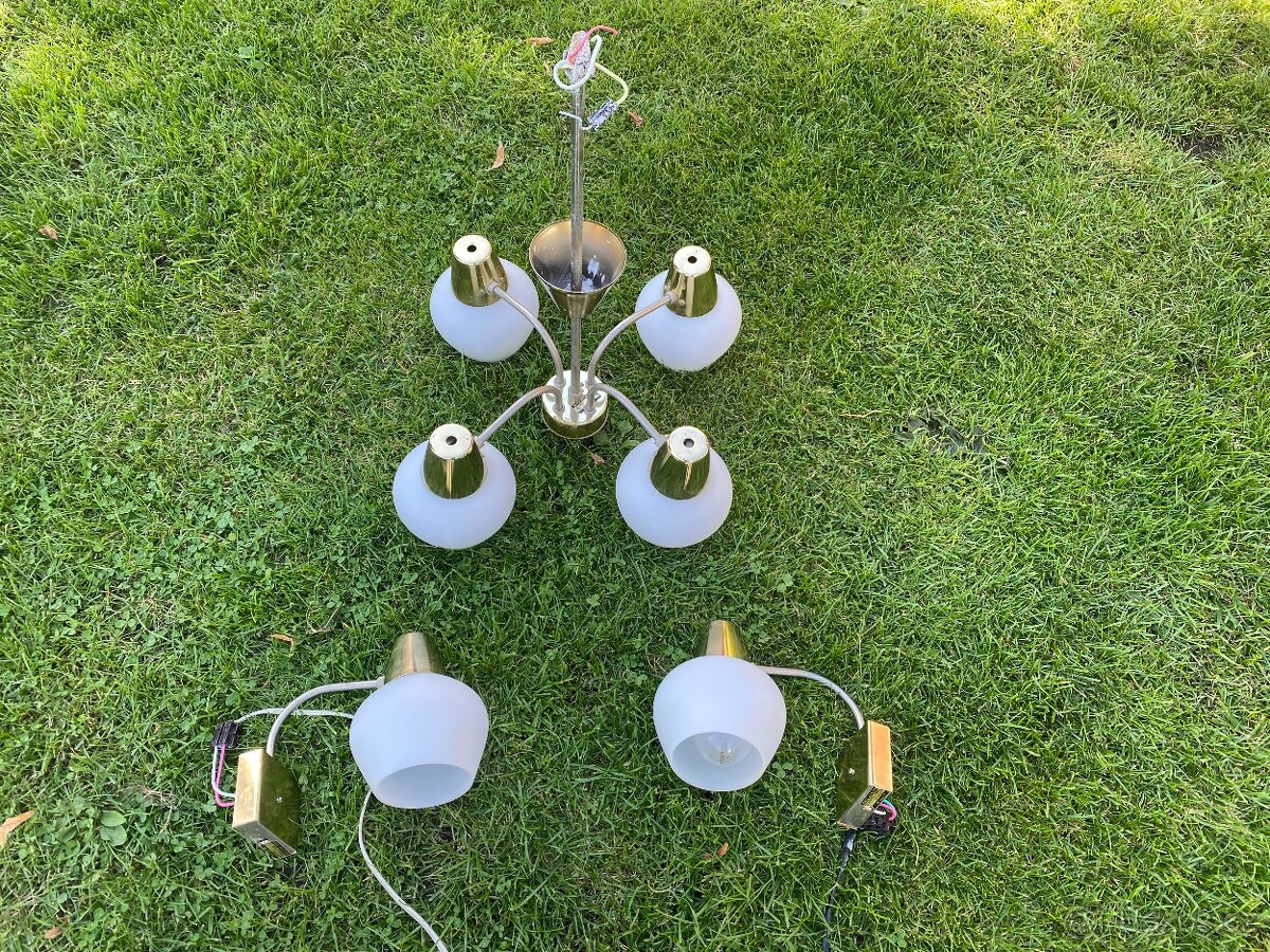 starý lustr kamenický šenov retro lustr nástěnná lampička - 14