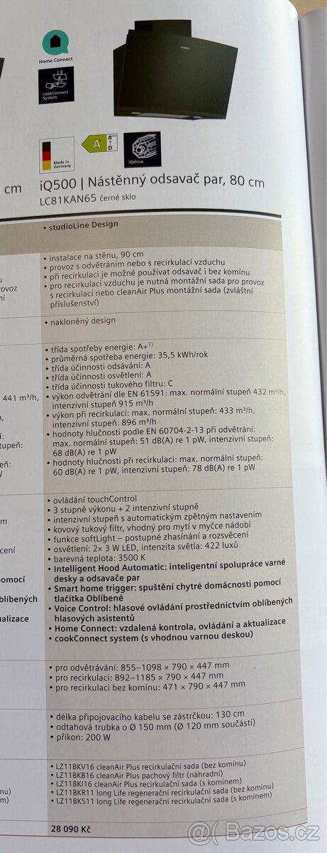 Nový nástěnný odsavač SIEMENS STUDIO LINE IQ 500, černé sklo - 14