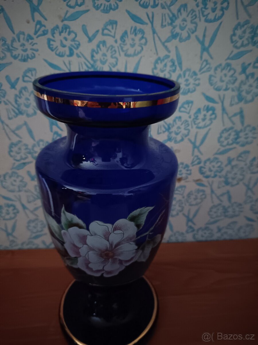 Prodám velkou modrou skleněnou vázu - 14