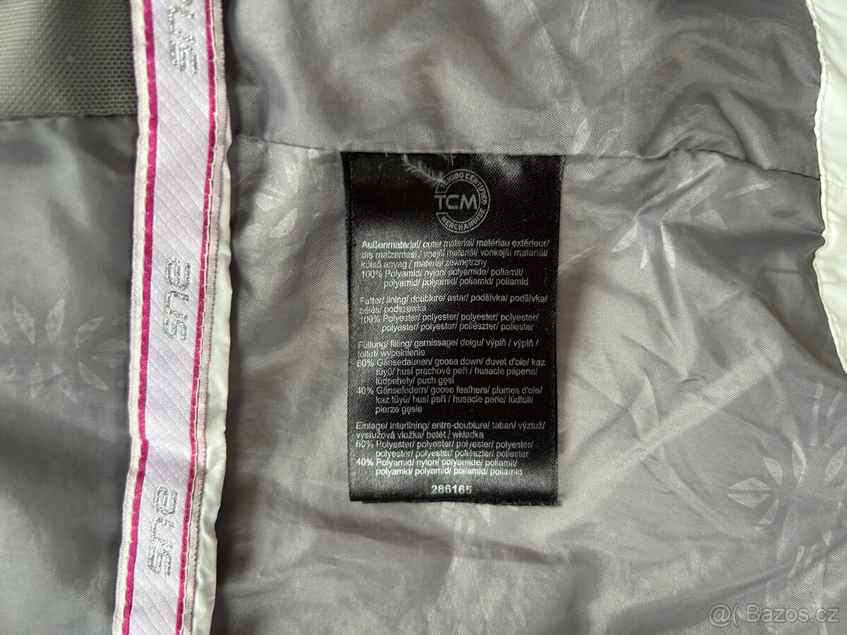 Krásná bílá bunda z husího a prachového peří vel. S - 14